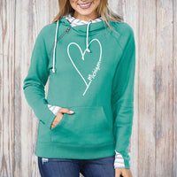 "Made With Love"Women's Striped Double Hood Pullover