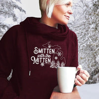 "Winter Smitten"Women's Fleece Funnel Neck Pullover Hoodie
