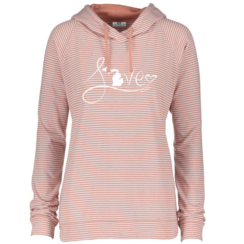 "Michigan Love #9"Women's Striped Long Sleeve Fashion Hoodie CLEARANCE