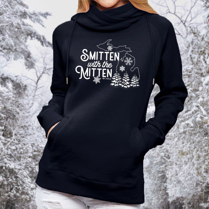 "Winter Smitten"Women's Fleece Funnel Neck Pullover Hoodie