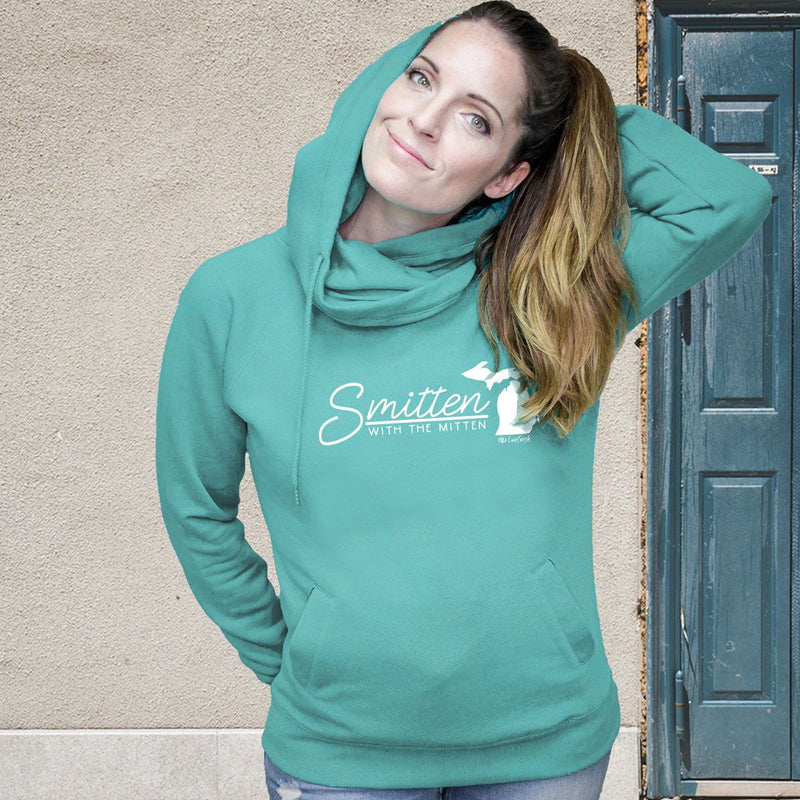 "Smitten With The Mitten"Women's Fleece Funnel Neck Pullover Hoodie