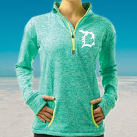 "Michigan D"Women's 2 Tone Fashion 1/4 Zip Sweatshirt