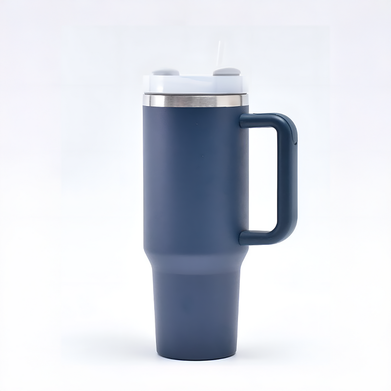 40oz. Custom Deep Sea Stainless Steel Travel Tumbler with Straw and Handle. Plus 5 Decals.