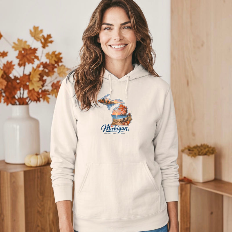 "Michigan Fall Livin The Dream"Relaxed Fit Classic Unisex Hoodie