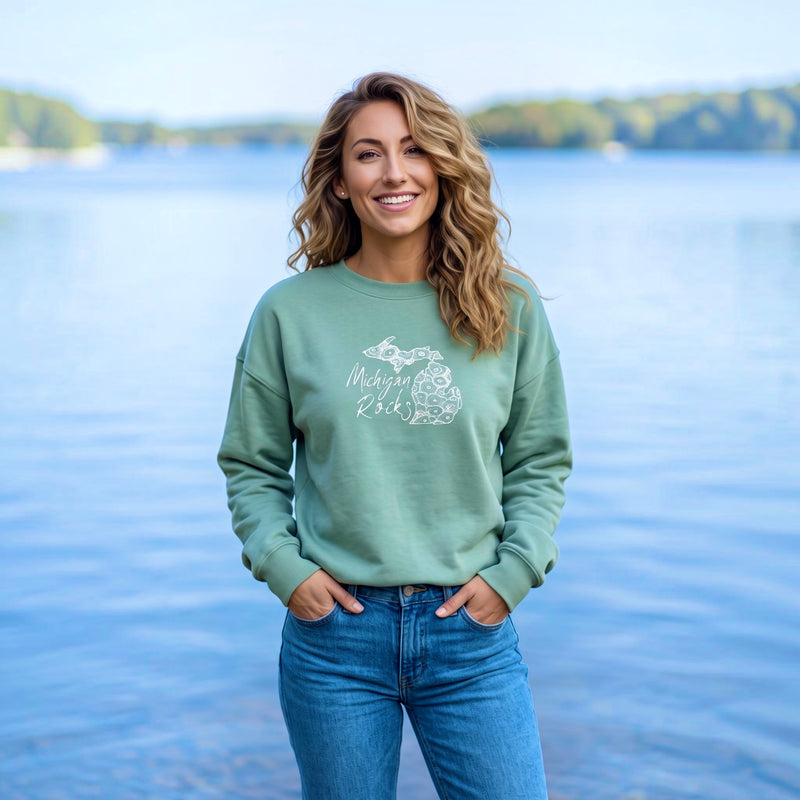 "Michigan Rocks Petoskey Stone"Relaxed Fit Classic Crew Unisex Sweatshirt