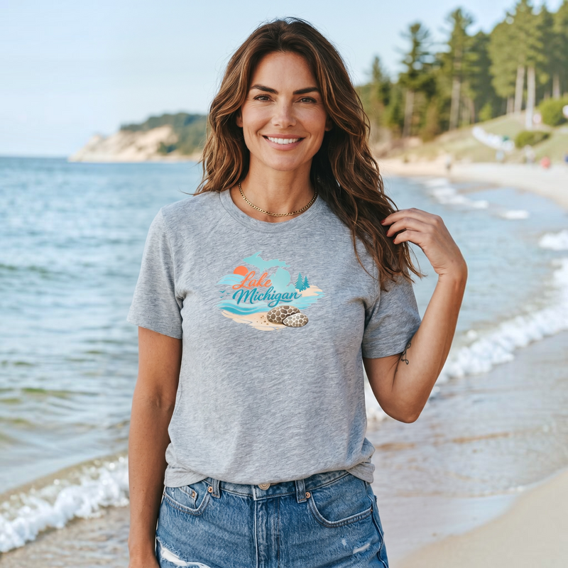 "Lake Michigan Petoskey Stone"Relaxed Fit Crew Unisex T-Shirt