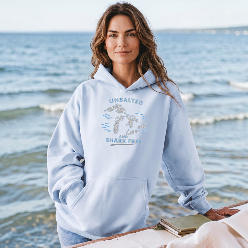 "Great Lakes Shark Free"Relaxed Fit Classic Unisex Hoodie