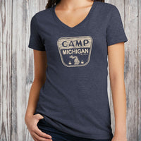 "Michigan Campground"Women's V-Neck CLEARANCE