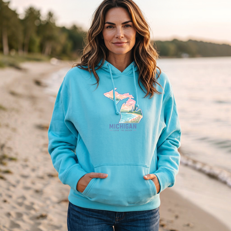 "Livin'The Dream In Michigan"Relaxed Fit Classic Unisex Hoodie