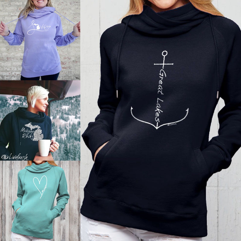 Surprise Women's Fleece Funnel Neck Pullover Hoodie