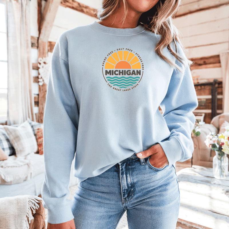 "Shark Free•Salt Free•Stress Free"Relaxed Fit Classic Crew Unisex Sweatshirt