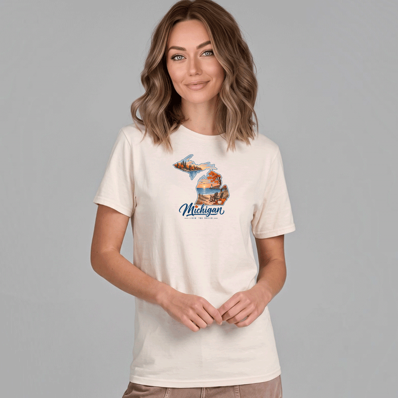"Michigan Fall Livin The Dream"Relaxed Fit Crew Unisex T-Shirt