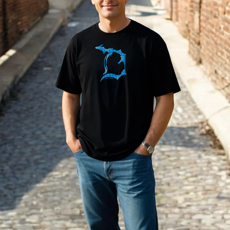 "Plaid Football In The D"Men's Crew T-Shirt