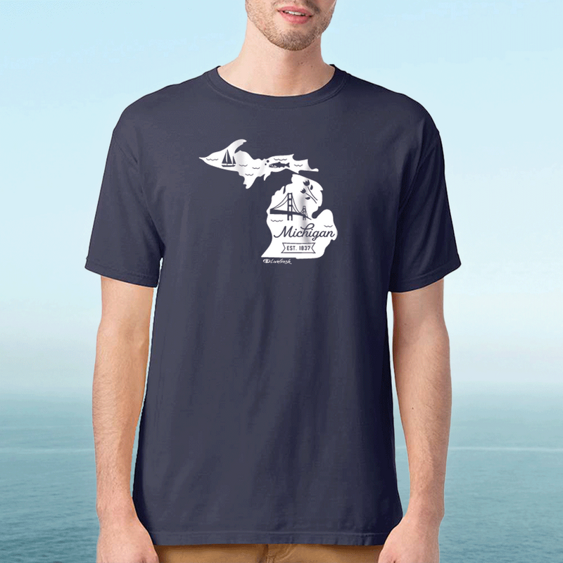 "Vintage Michigan"Men's Stonewashed T-Shirt