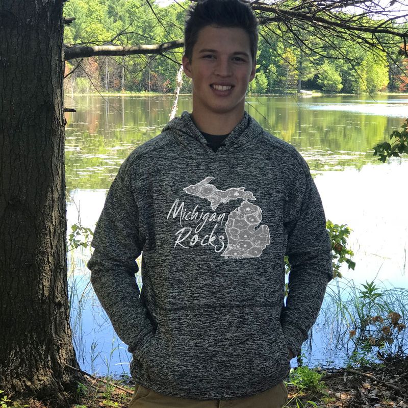 "Michigan Rocks Petoskey Stone"Men's Performance Hoodie CLEARANCE