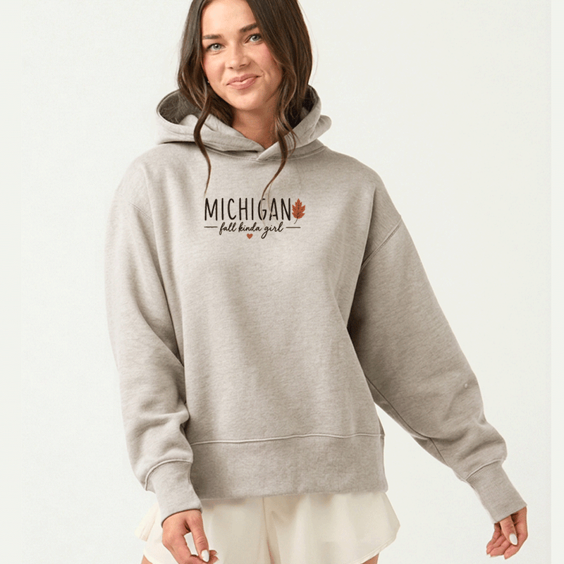 "Michigan Fall Girl"Women's Midi Length Oversize Hoodie