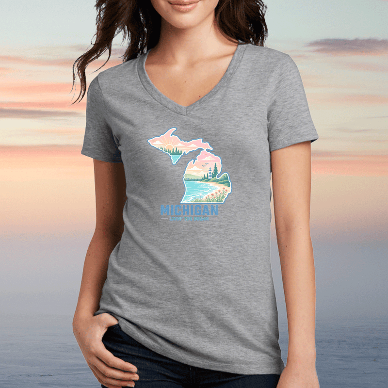 "Livin'The Dream In Michigan"Women's V-Neck