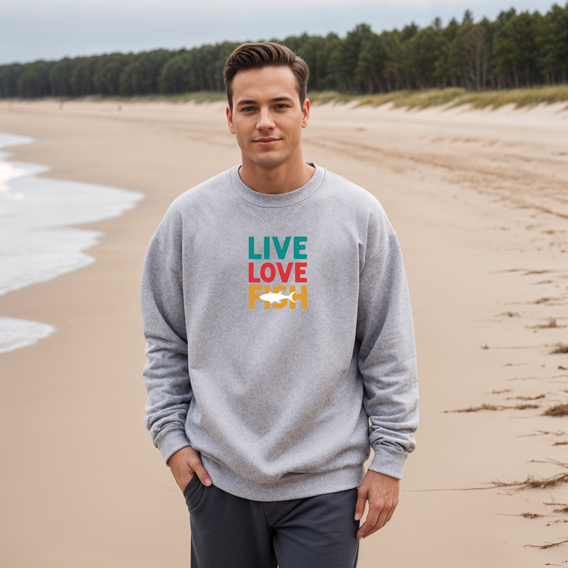 SALE "Live, Love, Fish"Men's Classic Crew Sweatshirt