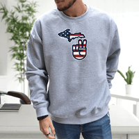 "Michigan Flag Peace"Men's Classic Crew Sweatshirt