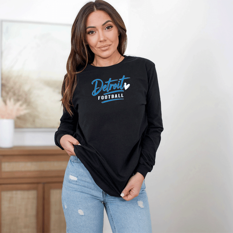 "Detroit Football"Relaxed Fit Long Sleeve Unisex T-Shirt