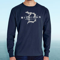 "Michigan D Established 1837"Men's Stonewashed Long Sleeve T-Shirt