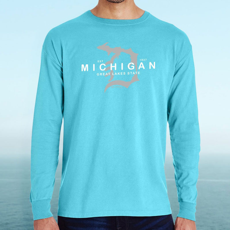 "Michigan D Established 1837"Men's Stonewashed Long Sleeve T-Shirt