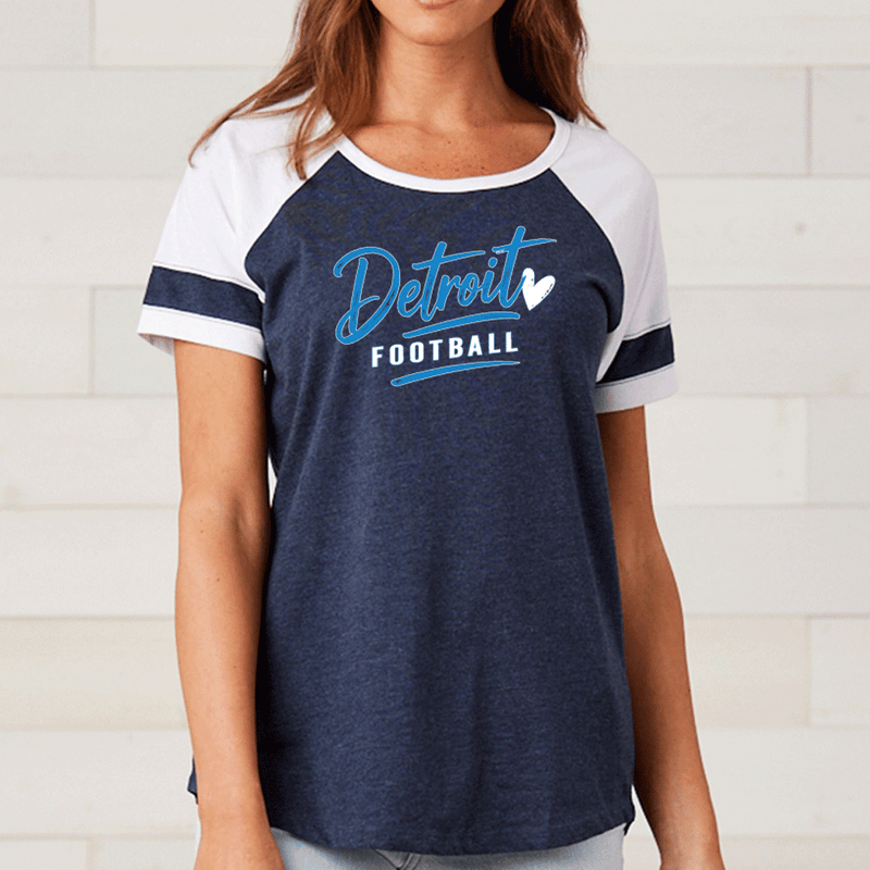 "Detroit Football"Women's Colorblock Tee