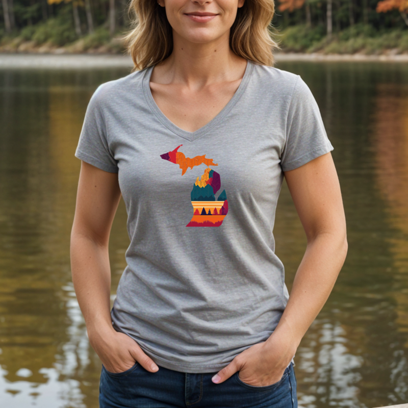 "Falling For Michigan"Women's V-Neck