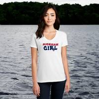 "Michigan Girl Peace"Women's V-Neck