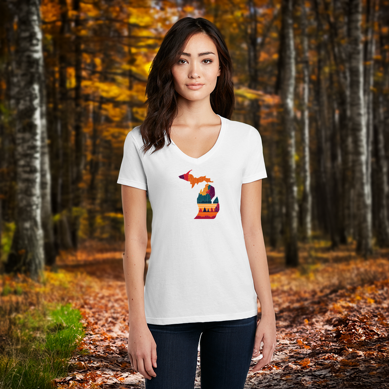 "Falling For Michigan"Women's V-Neck