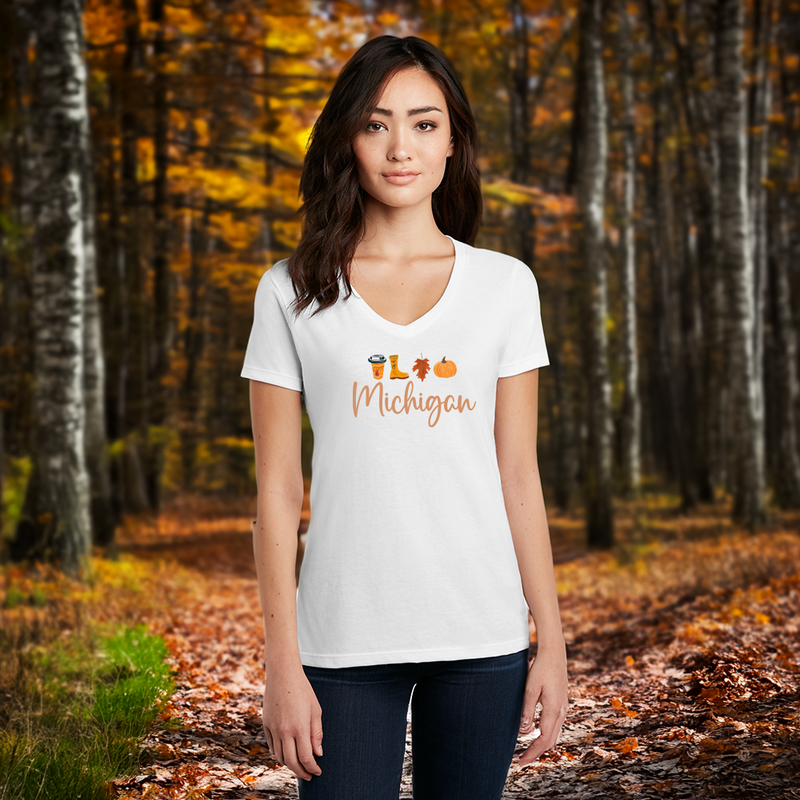 "Michigan Fall Life"Women's V-Neck
