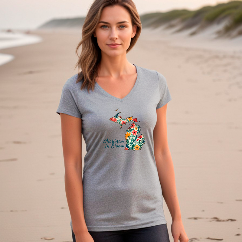 "Michigan In Bloom"Women's V-Neck