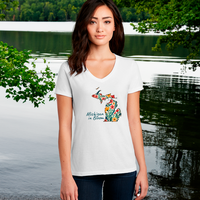 "Michigan In Bloom"Women's V-Neck