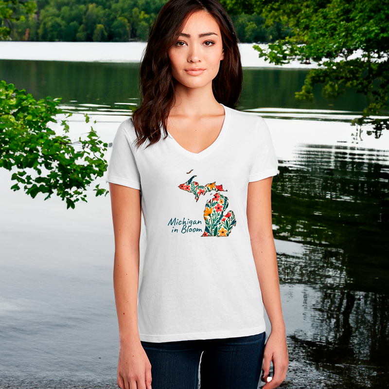 "Michigan In Bloom"Women's V-Neck