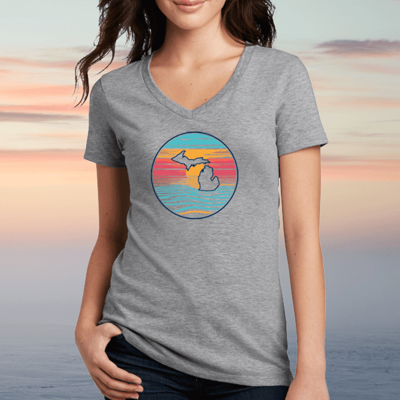 "Sunrise Over Michigan"Women's V-Neck