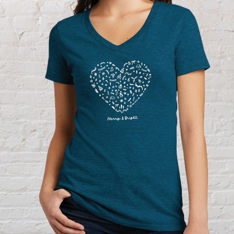 "Merry &Bright"Women's V-Neck