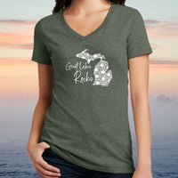 "Great Lakes Rocks"Women's V-Neck
