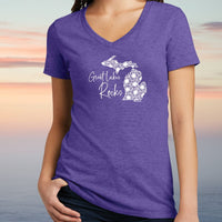 "Great Lakes Rocks"Women's V-Neck