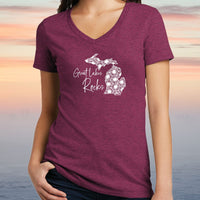 "Great Lakes Rocks"Women's V-Neck