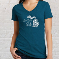 "Great Lakes Rocks"Women's V-Neck