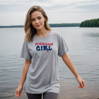 "Michigan Girl Peace"Relaxed Fit Crew Unisex T-Shirt