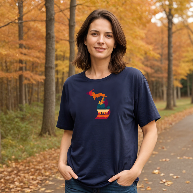 "Falling For Michigan"Relaxed Fit Crew Unisex T-Shirt