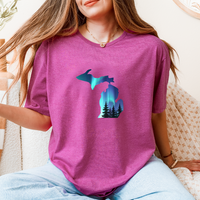 "Michigan Northern Lights"Relaxed Fit Crew Unisex T-Shirt