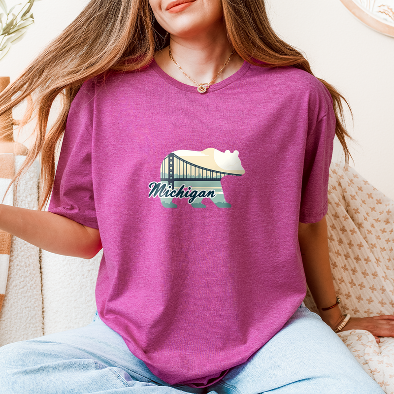 "Bear Bridge"Relaxed Fit Crew Unisex T-Shirt