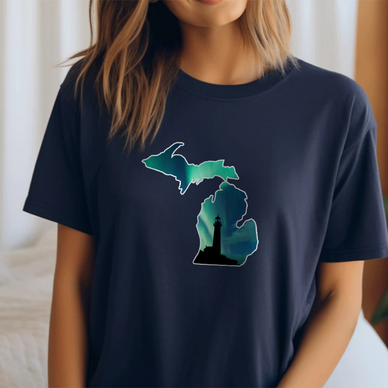 "Northern Lights Lighthouse"Relaxed Fit Crew Unisex T-Shirt