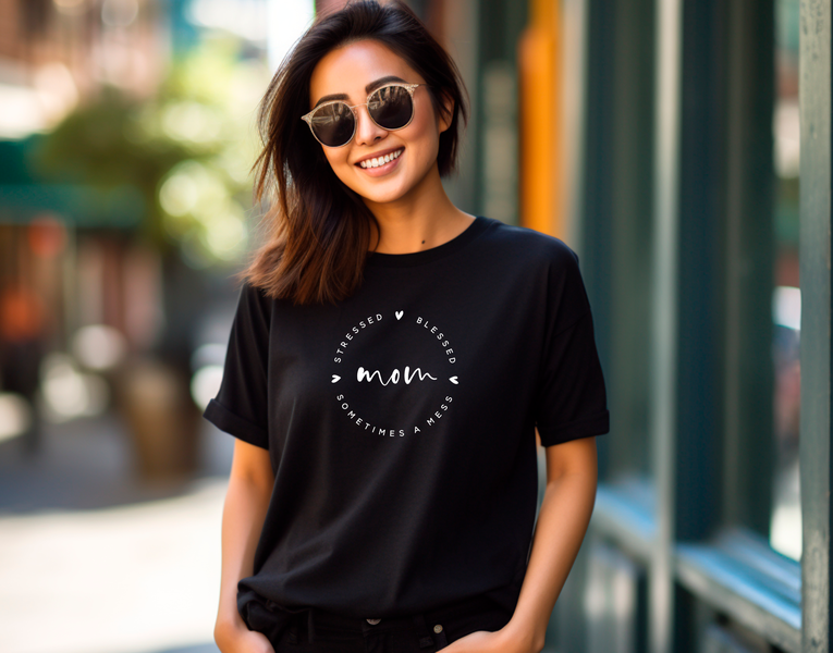 "Mom. Sometimes A Mess"Relaxed Fit Crew T-Shirt