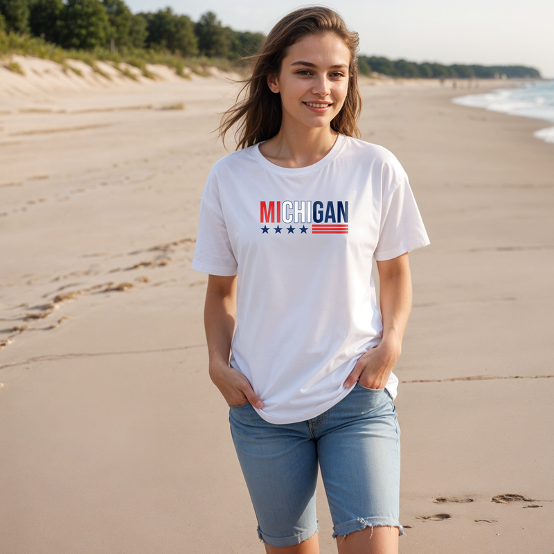 "Stars &Stripes"Relaxed Fit Crew Unisex T-Shirt