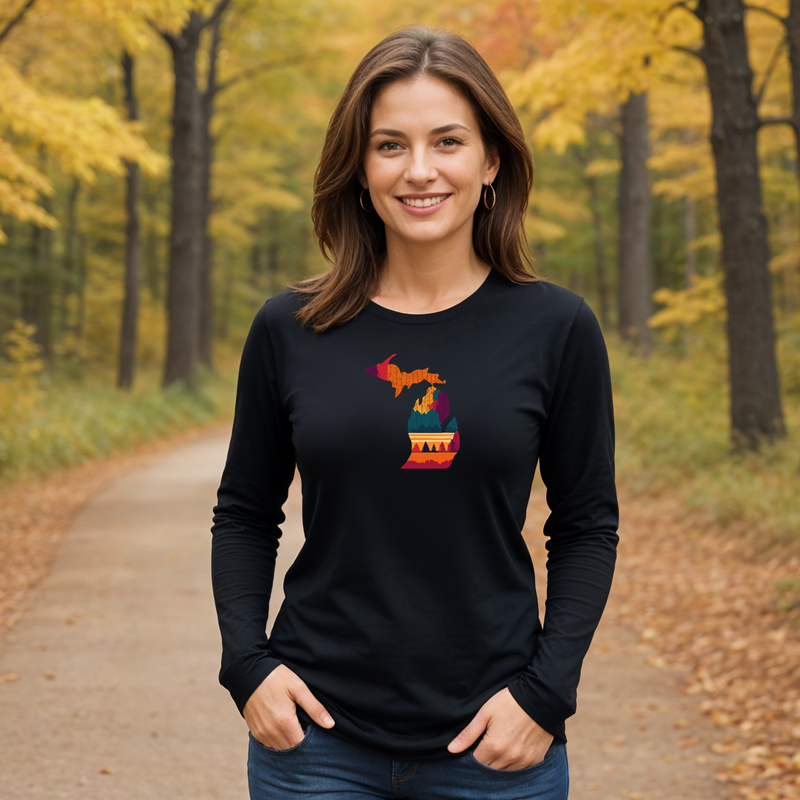 "Falling For Michigan"Relaxed Fit Long Sleeve Unisex T-Shirt