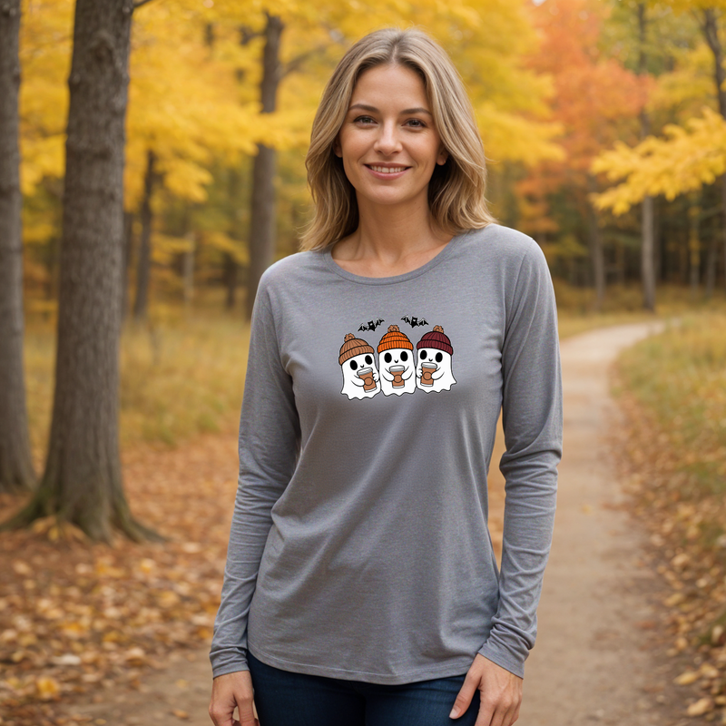 "Boo &Friends"Relaxed Fit Long Sleeve Unisex T-Shirt