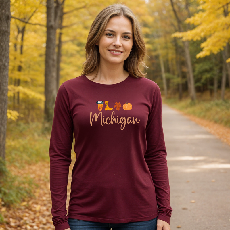 "Michigan Fall Life"Relaxed Fit Long Sleeve Unisex T-Shirt